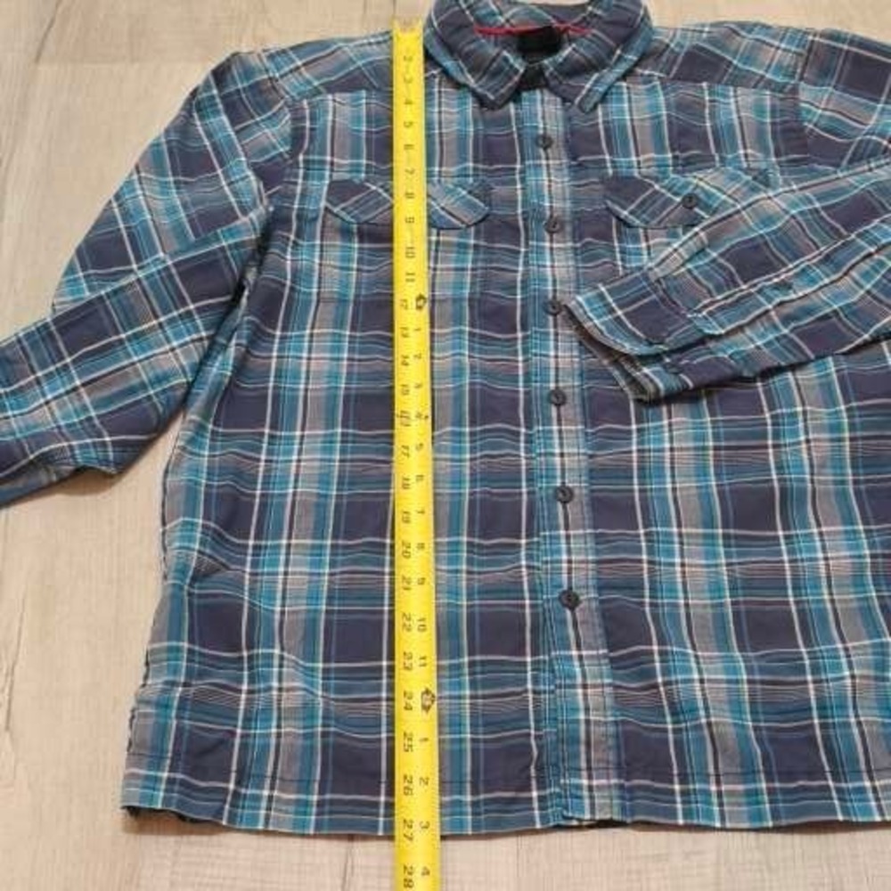 The North Face Mens Blue Teal Plaid Long Sleeve Button Down Hiking Shirt Small - Picture 7 of 11
